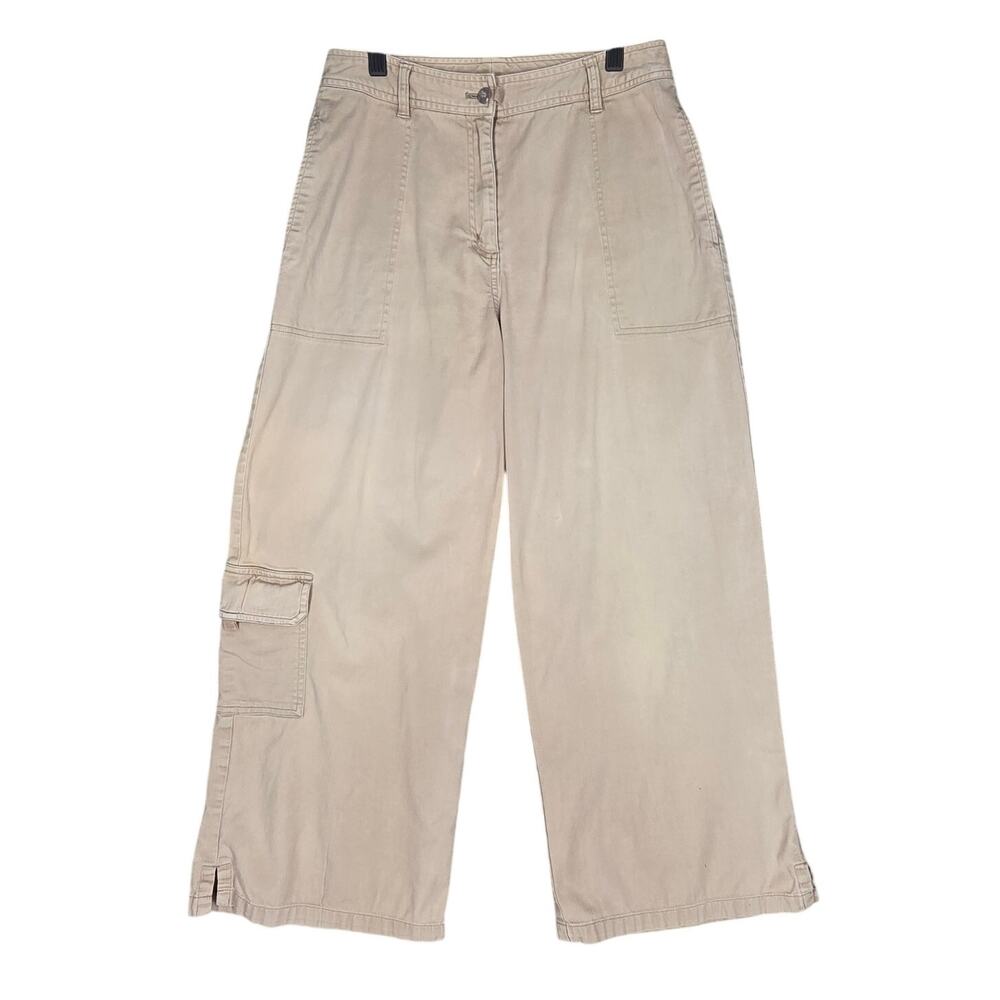 J.JILL STRETCH STRAIGHT‑LEG CROPPED CARGO PANTS – KHAKI – WOMEN’S SIZE 8